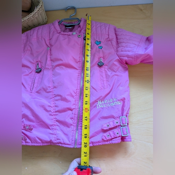 HARLEY DAVIDSON Girl Fall Or Spring Coat Size Large (12-14) CROP Baby Pink - Picture 10 of 10